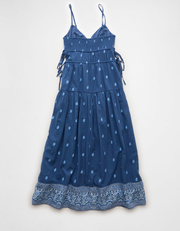 Vestido Midi con Escote V Ae - Azul