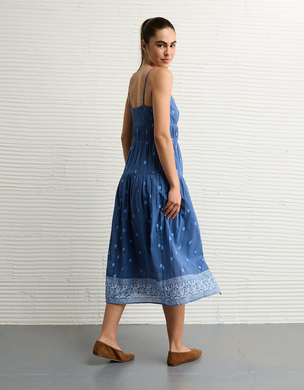 Vestido Midi con Escote V Ae - Azul 0395_8677_421_ob
