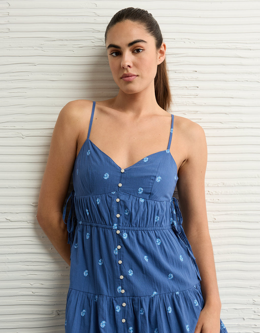 Vestido Midi con Escote V Ae - Azul 0395_8677_421_os