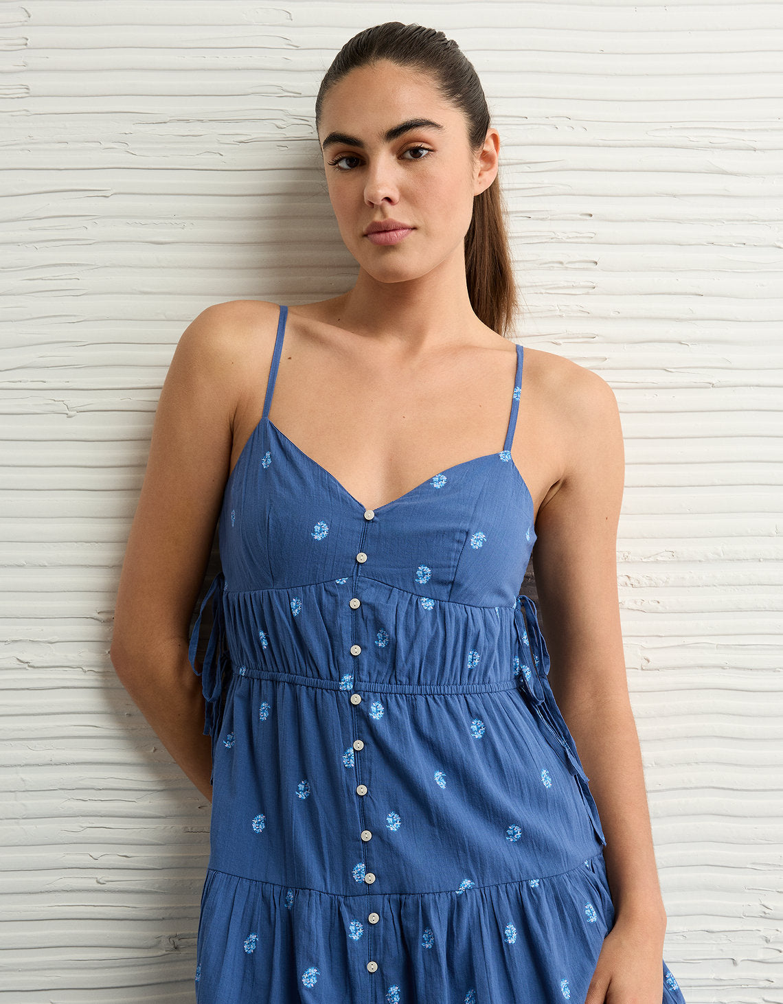 Vestido Midi con Escote V Ae - Azul 0395_8677_421_os