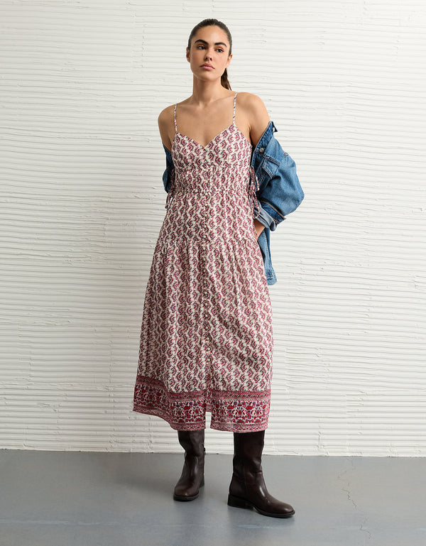 Vestido Midi con Escote V Ae - Morado