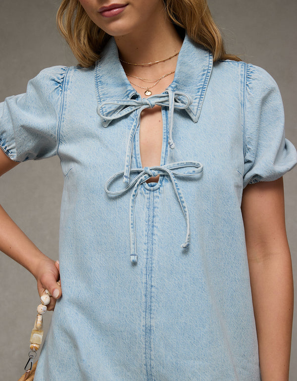 Vestido Camisero Mini Ae - Azul