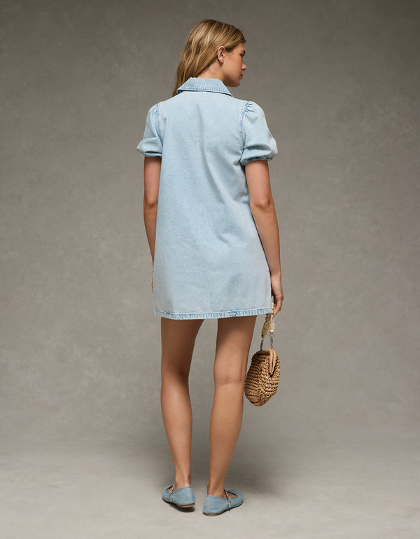 Vestido Camisero Mini Ae - Azul