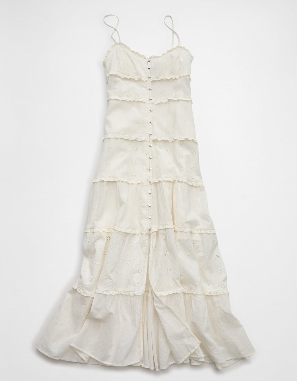 Vestido midi abotonado con volantes de AE - Blanco 0395_9044_134_f