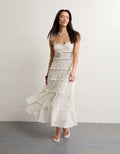 Vestido midi abotonado con volantes de AE - Blanco 0395_9044_134_of