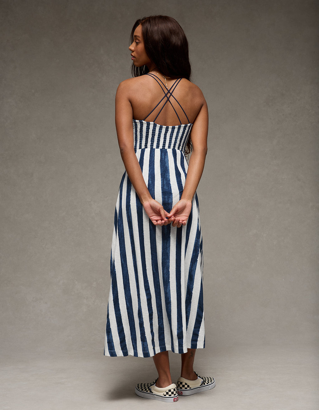 Vestido largo con nido de abeja Ae Sunchaser. - Azul 0395_9058_410_ob