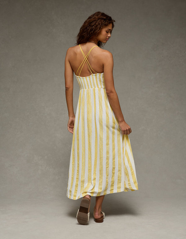 Vestido largo con nido de abeja Ae Sunchaser. - Amarillo