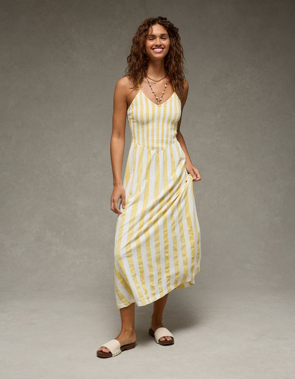 Vestido largo con nido de abeja Ae Sunchaser. - Amarillo