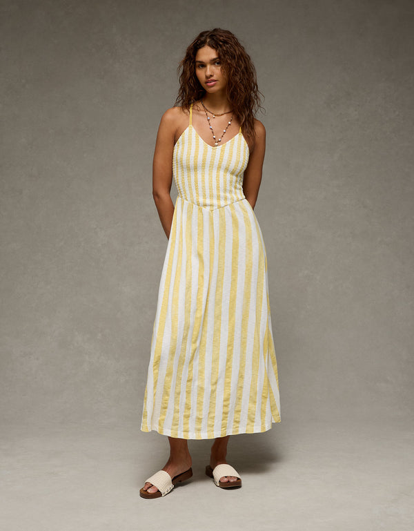 Vestido largo con nido de abeja Ae Sunchaser. - Amarillo