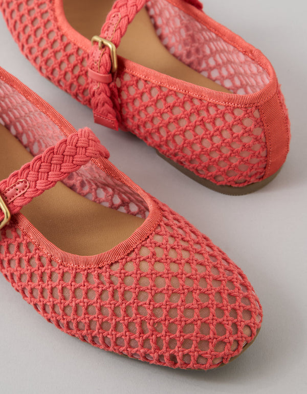 Zapato tipo bailarina en crochet Ae - Rosa