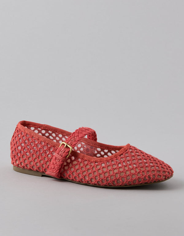 Zapato tipo bailarina en crochet Ae - Rosa