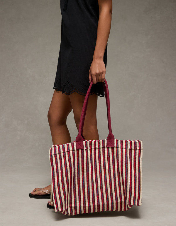 Bolso de mano a rayas de gran tamaño Ae - Multicolor