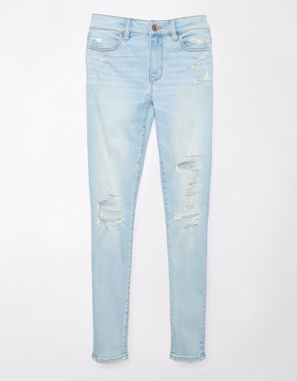Jeggings de tiro bajo con rotos mujer AE - Azul
