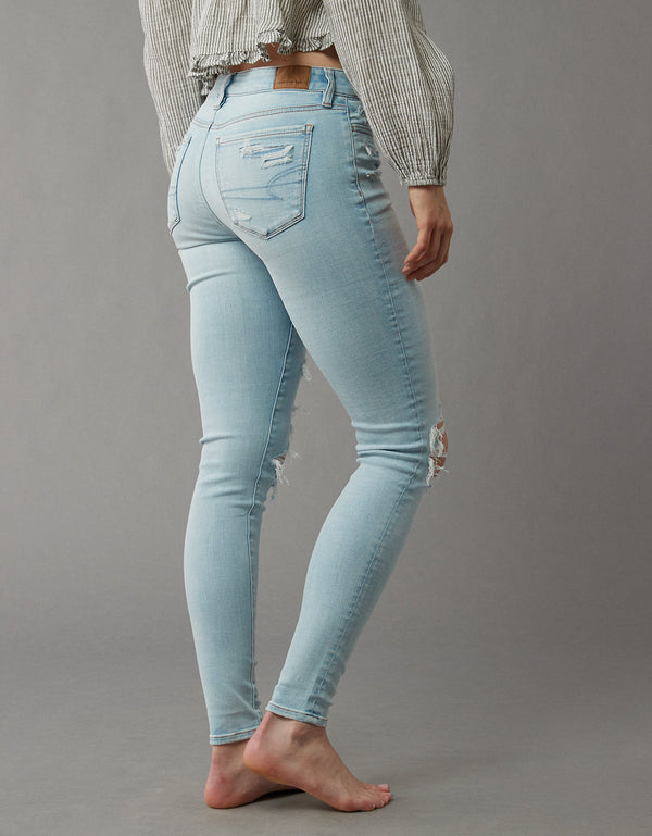 Jeggings de tiro bajo con rotos mujer AE - Azul