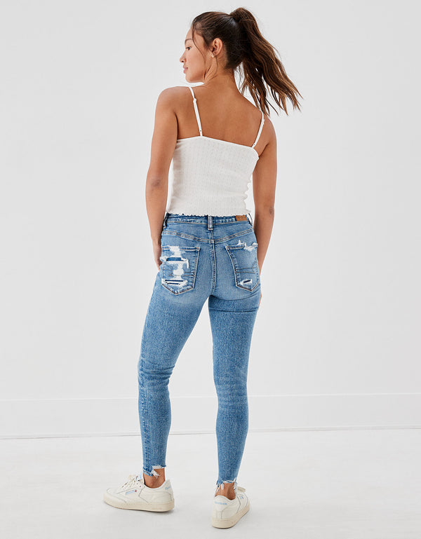 Jegging AE Ne(x)t Level con rotos de tiro alto - Azul