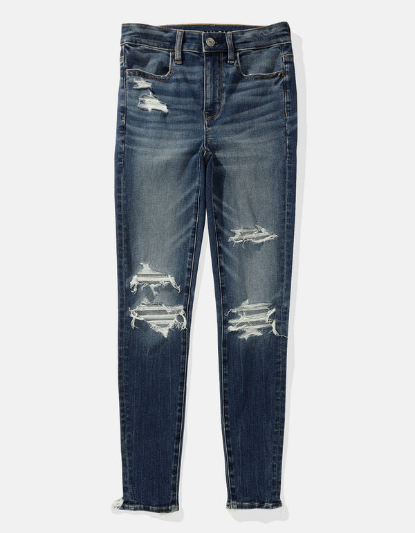 Jegging tiro alto - Azul