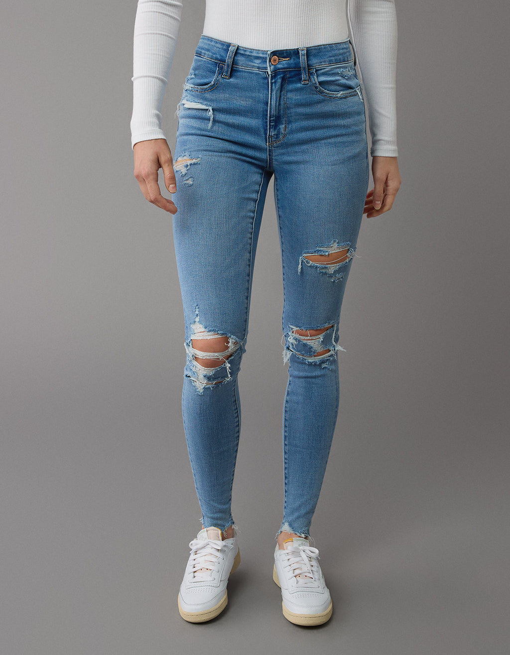 Jegging Tiro Alto con rotos Mujer AE - Azul 0433_5236_947_of