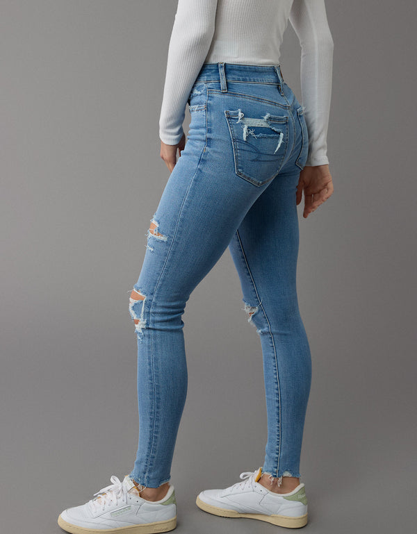 Jegging Tiro Alto con rotos Mujer AE - Azul