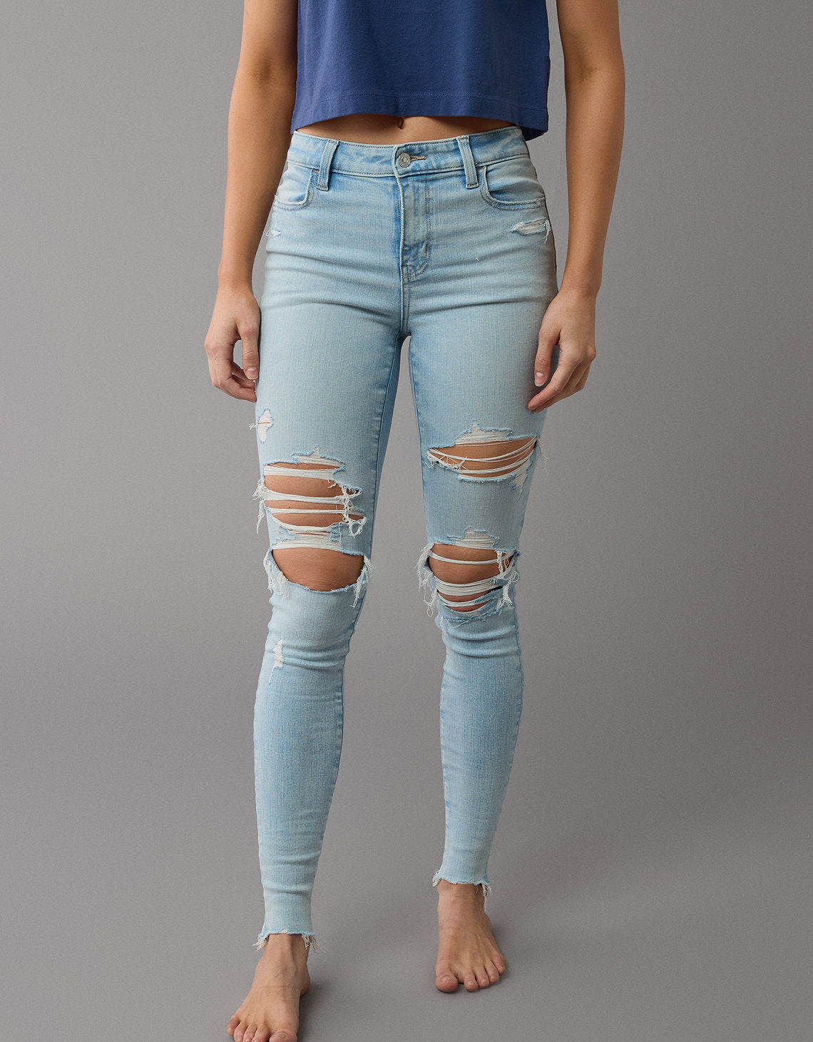 Jegging AE de tiro alto con rotos para mujer - Generico 0433_5251_945_of
