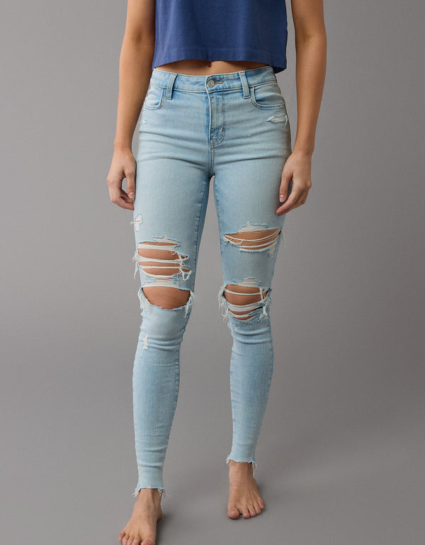 Jegging AE de tiro alto con rotos para mujer - Generico