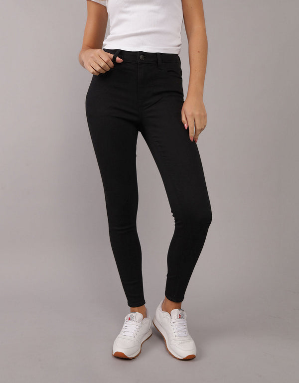 Jeggings de tiro alto mujer AE - Negro
