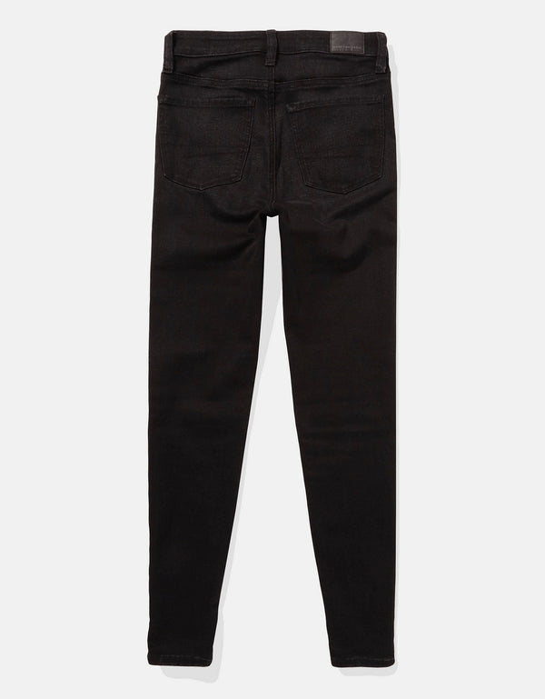 Jegging de talle alto rasgado de mujer AE - Negro