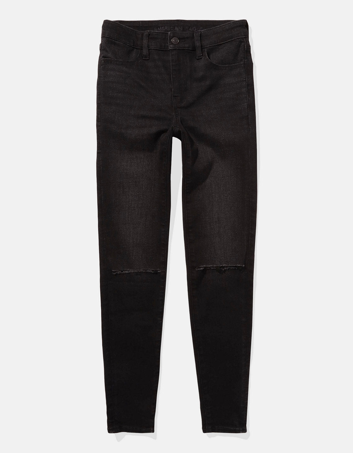 Jegging de talle alto rasgado de mujer AE - Negro 0433_5425_001_f