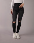 Jegging de talle alto rasgado de mujer AE - Negro 0433_5425_001_of