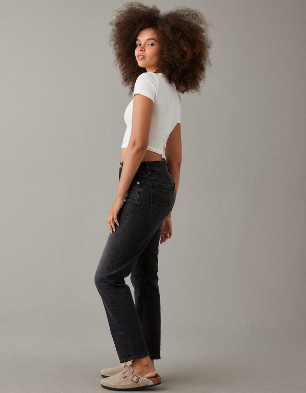 Jean Slim Straight Crop - Negro