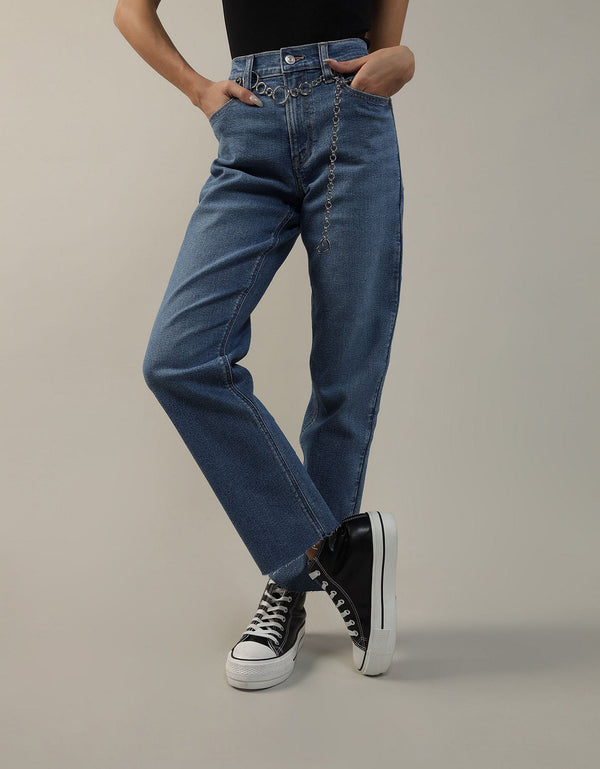 Jean straight de tiro alto de mujer AE - Generico