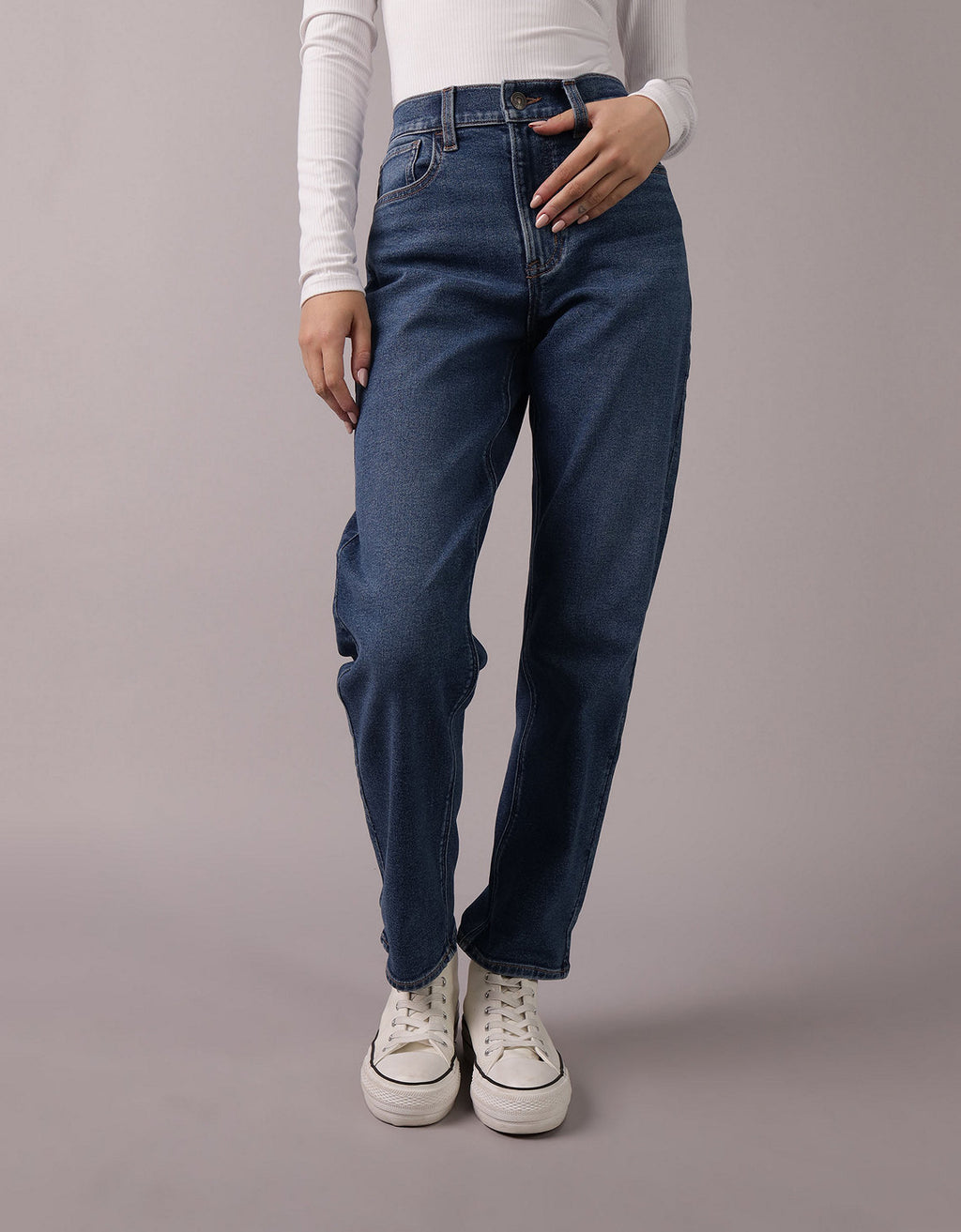 Jean straight de tiro alto de mujer AE - Generico 0435_5424_896_of