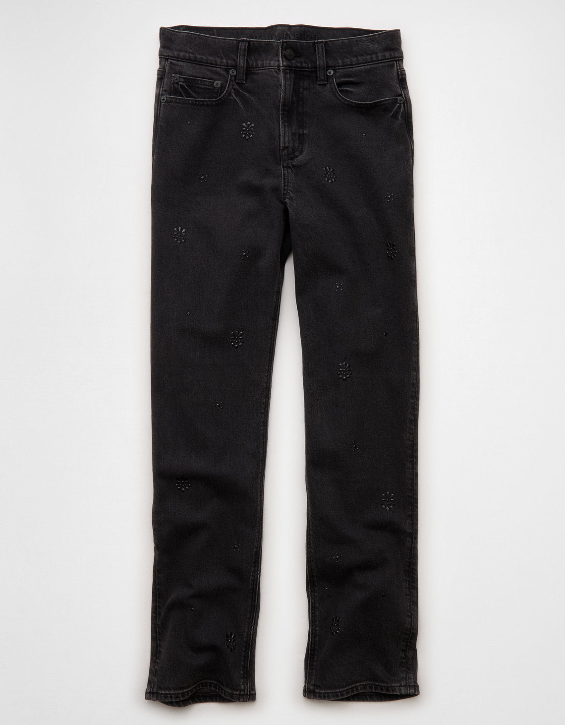 Jean recto adornado de cintura súper alta Ae Stretch - Gris 0435_5941_079_f