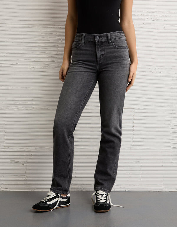 Jean Straight Tiro Alto Ae - Negro