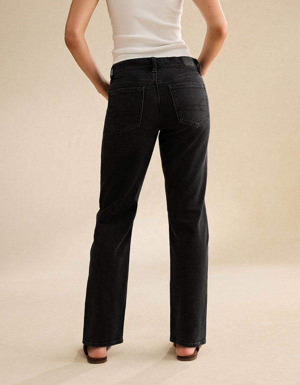 Jean recto de cintura alta - Negro