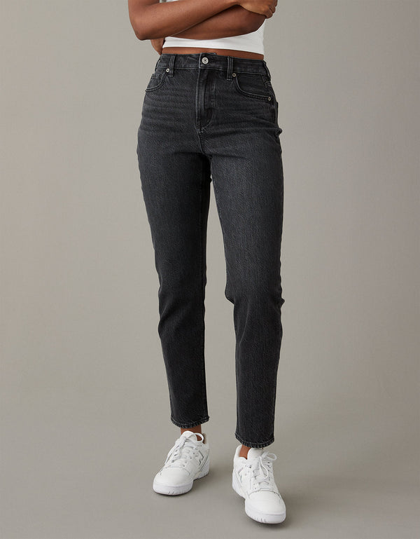 Jean Mom Rígido Mujer AE - Negro