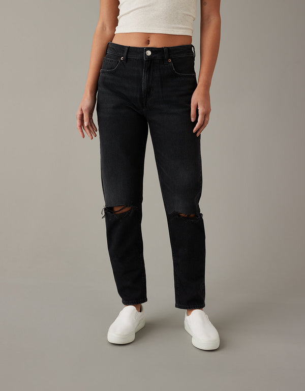 Jean Mom Rígido Mujer AE - Negro