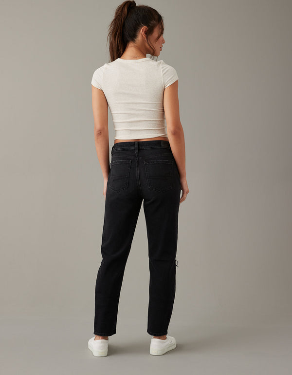 Jean Mom Rígido Mujer AE - Negro