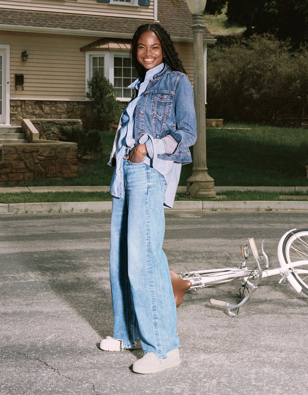Jeans Ae holgados con pernera ancha y cintura muy alta Dreamy Drape - Azul
