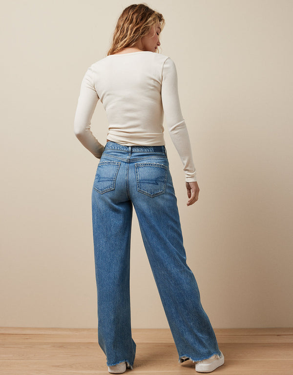 Jeans Ae holgados con pernera ancha y cintura muy alta Dreamy Drape - Azul