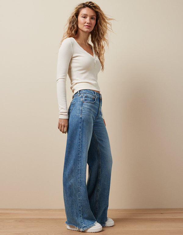 Jeans Ae holgados con pernera ancha y cintura muy alta Dreamy Drape - Azul