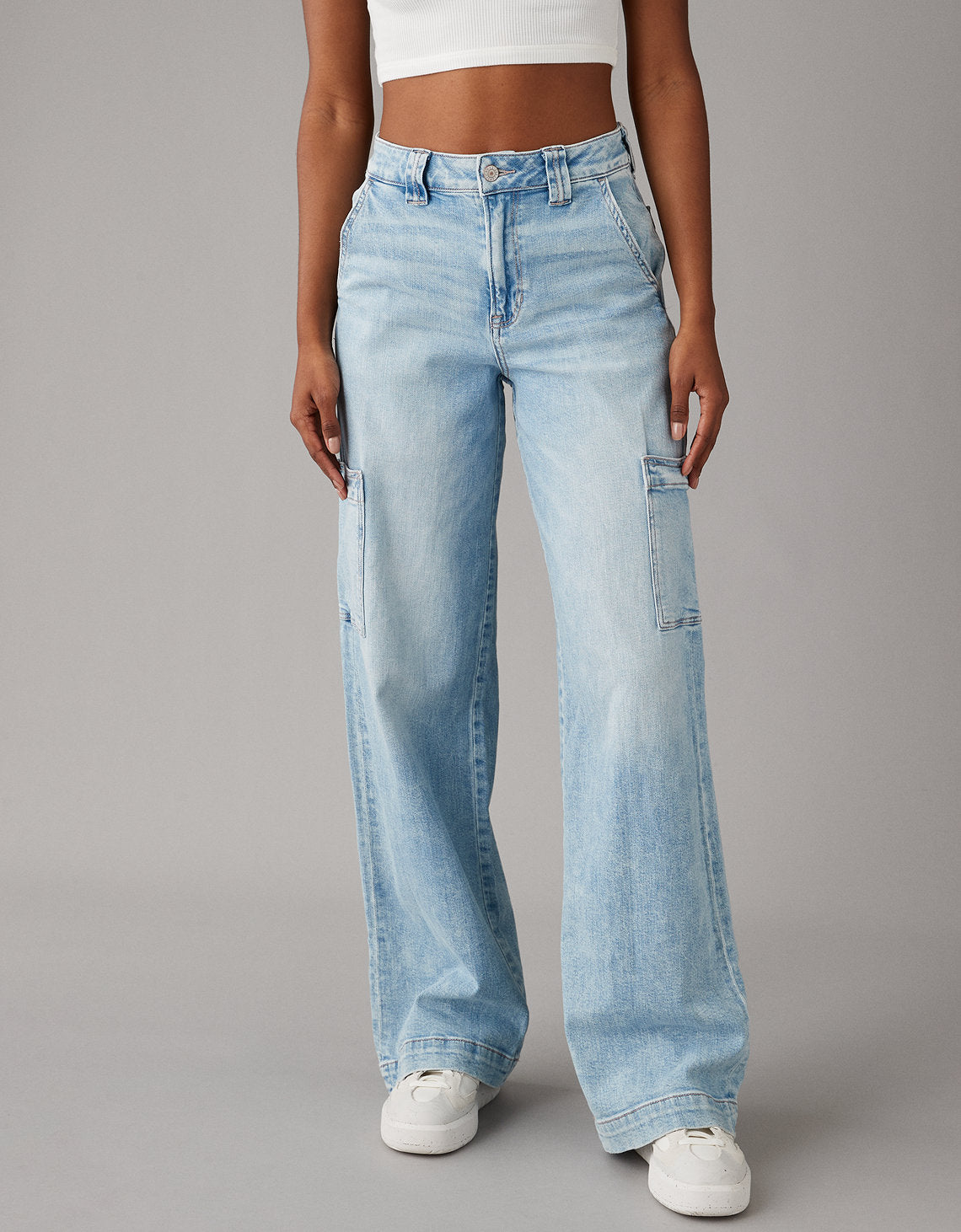 Jeans cargo Wide Leg holgado elástico de talle super alto - Generico 0437_4708_432_of