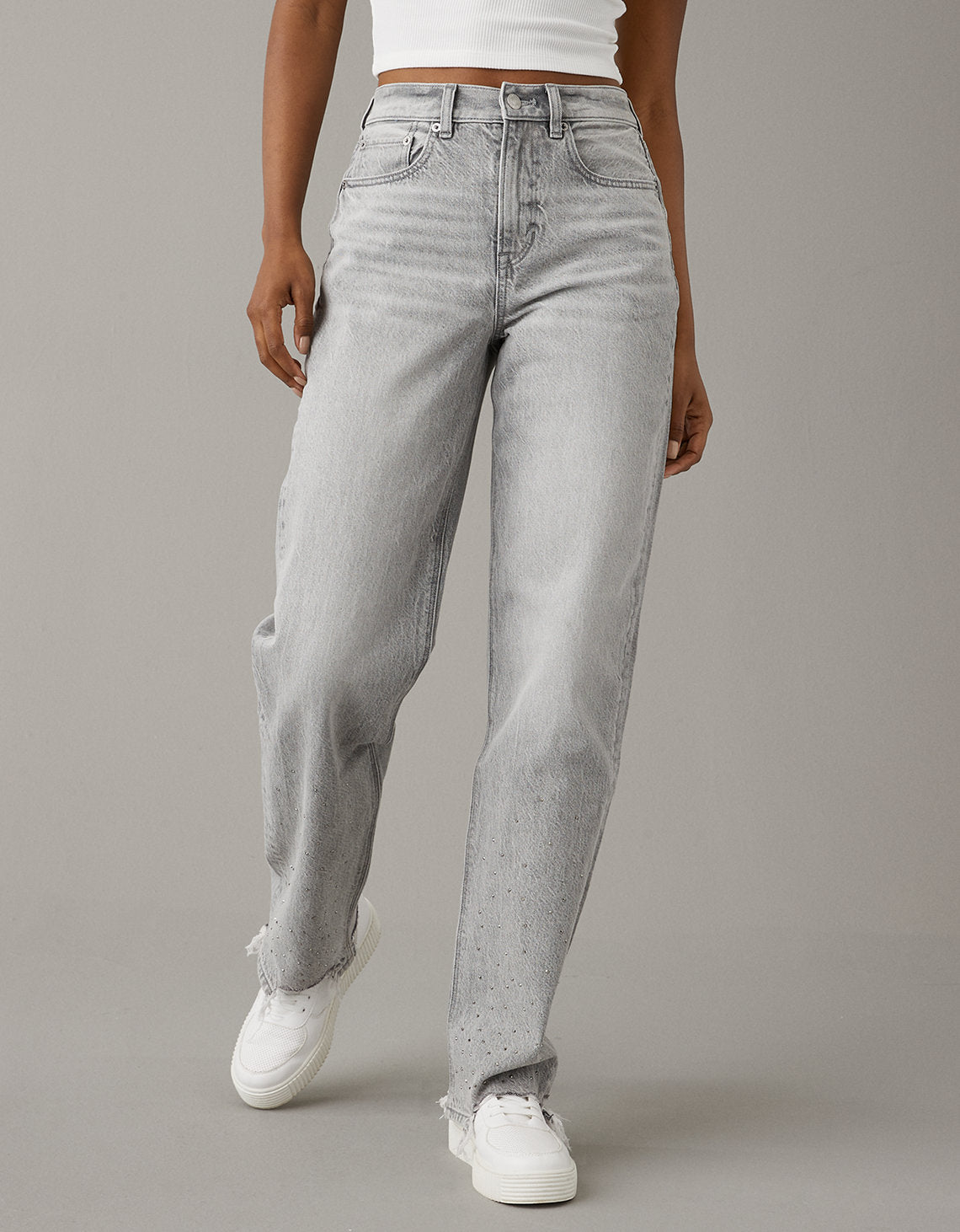 Jean AE Baggy de pierna recta y cintura super alta - Gris 0437_4739_010_of