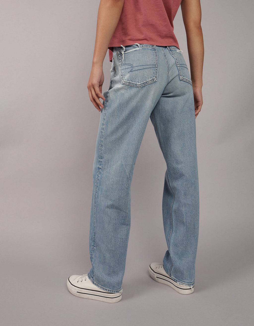 Jean AE recto de tiro alto para mujer - Azul 0437_5174_492_ob