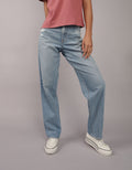 Jean AE recto de tiro alto para mujer - Azul 0437_5174_492_of