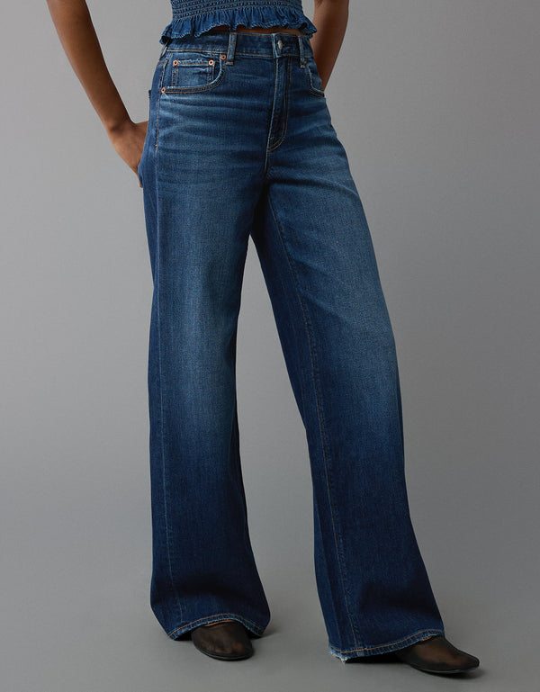 Jean Straight Baggy Talle Alto y Holgado Mujer AE - Generico