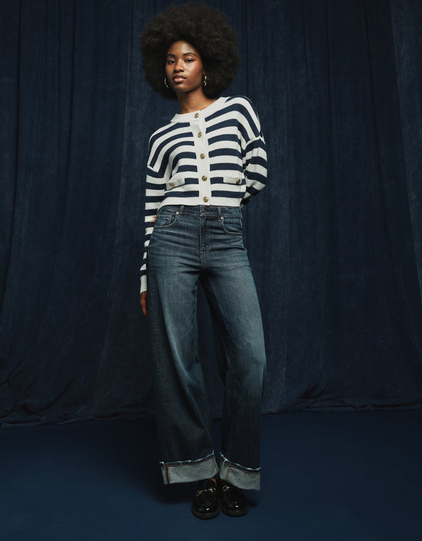 Jean Straight Baggy Talle Alto y Holgado Mujer AE - Generico