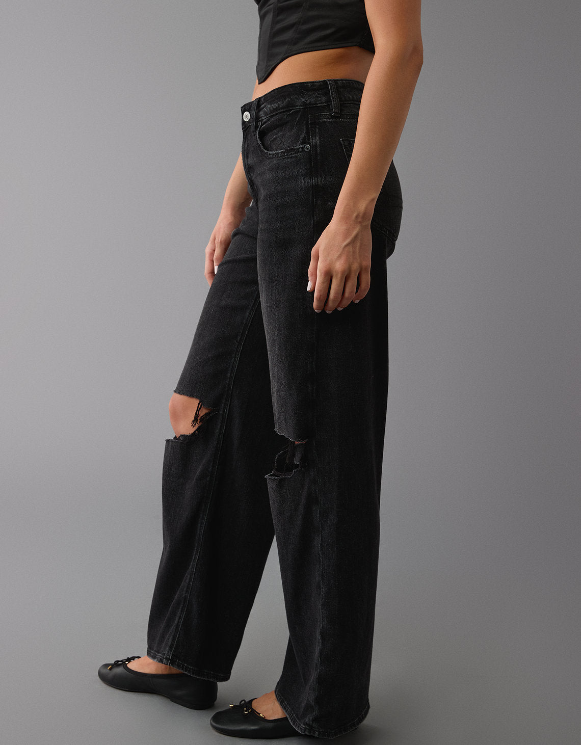 Jean Tiro Alto Ancho Mujer AE - Negro 0437_5267_067_os
