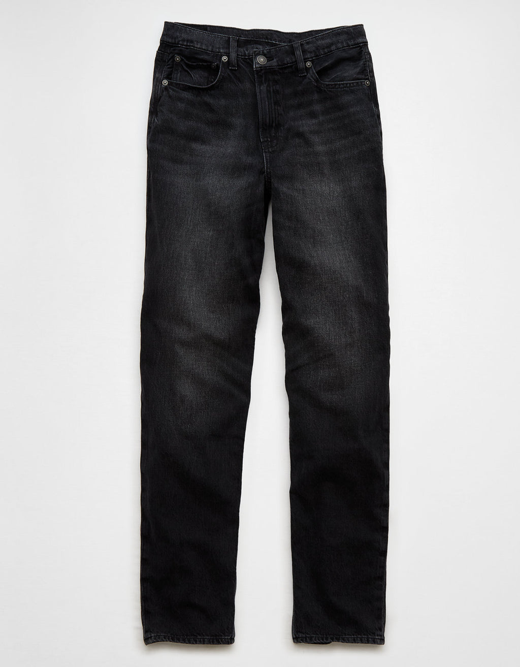 Jean Straight Baggy Tiro Alto Recto y Holgado Mujer AE - Negro 0437_5270_022_f
