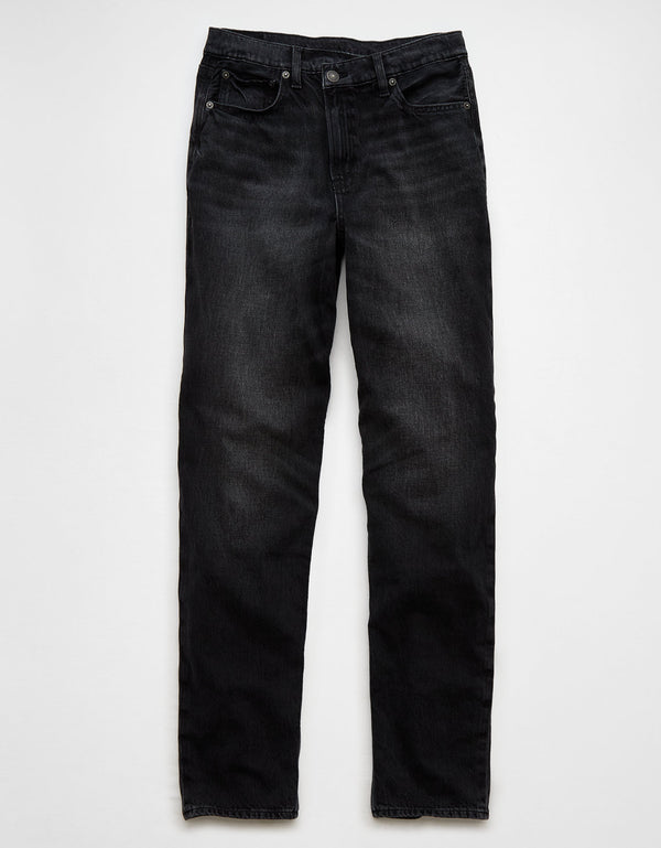 Jean Straight Baggy Tiro Alto Recto y Holgado Mujer AE - Negro