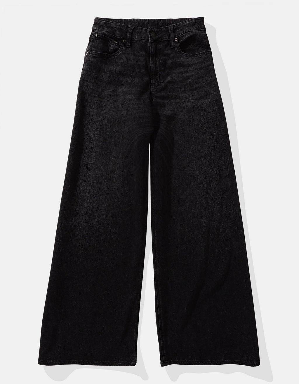 Jean AE de tiro alto súper ancho para mujer - Negro 0437_5291_081_f